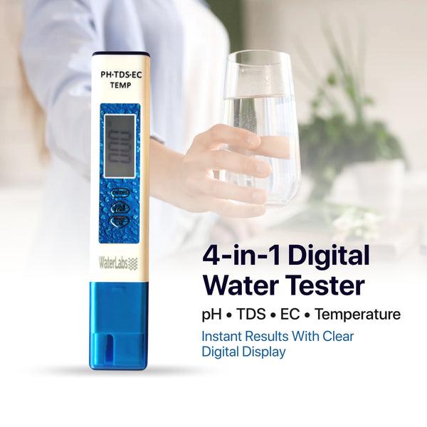 4-in-1 Digital Water Testing Meter | pH, TDS, EC & Temperature Tester with LCD Display | Ideal for Drinking Water, RO, Aquarium, Pool & Hydroponics