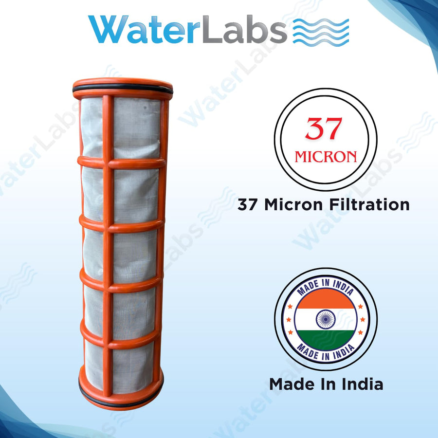 WaterLabs 37 micron reusable stainless steel mesh filter cartridge replacement with Made in India manufacturing seal